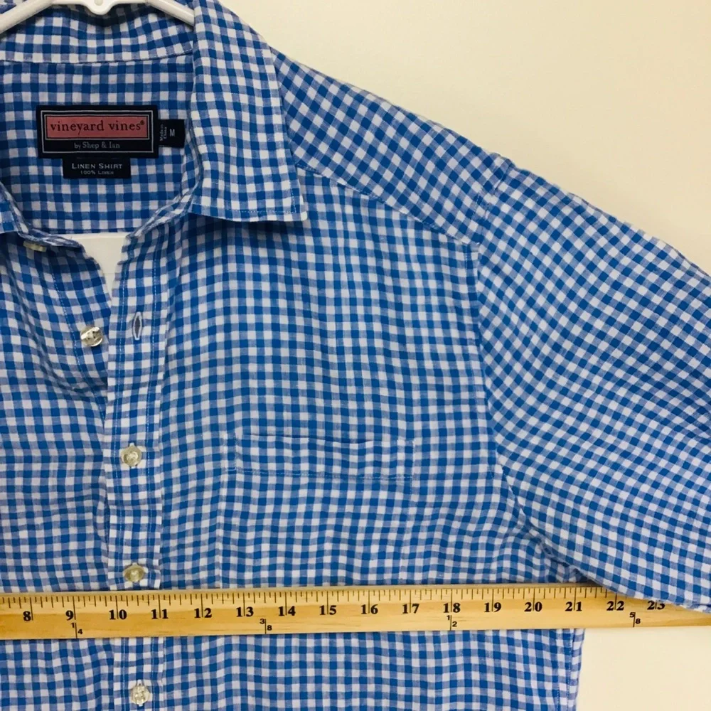 Vineyard Vines 100% linen mens long sleeve button up shirt M - Picture 5 of 8